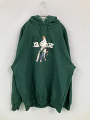 XLARGE エクストララージ パーカー XL グリーン コットン 前面プリント ブランドロゴ プルオーバー 長袖