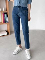 JENNE ジェンヌ シンプルスラックスシルエットデニム ブルー Mサイズ