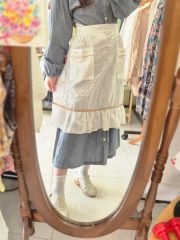 vintage レース編みエプロン アイボリー ハンドメイド - メルカリ