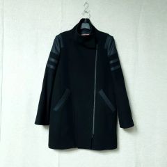 美品】チャコット ストレッチAラインコート ゆったりサイズ 黒