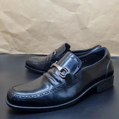 キャサリンハムネット ダブルモンク風ストラップ 革靴 25.5 黒
