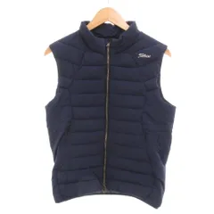 タイトリスト TITLEIST 美品 ベスト 中綿 ジップアップ ロゴプリント M 紺 ネイビー /YJ ■GY18