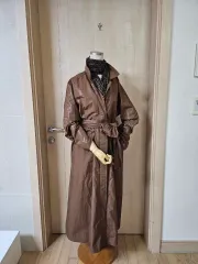 バサついた生地 ブラウン ロング コート