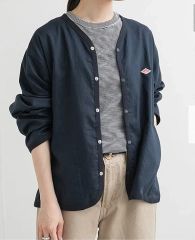 新品タグ付き DANTON ダントン リネン シャツカーディガン ブラック 38