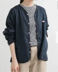 ダントン ネイビー 季節の変わり目 リネン混 シャツカーディガン 新品のサムネイル