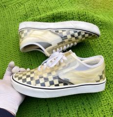 vans comfycush ラバー グリーン チェック - メルカリ