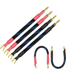 ★【UCINNOVATE】 4本 21cm スピーカー ジャンパーケーブル HIFI OFC スピーカーケーブル 24k金メッキ 純銅プラグ、 にしなやかで使いやすく、音質を向上させる 11AWG スピーカーコード スピーカーケーブル と バナナプラグのサムネイル