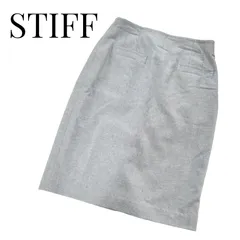 STIFF スティッフ 台形スカート グレー ブルー サイズ38 膝丈 ヴァージンウール カシミヤ混 レディース