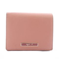 アニエスベー agnes b. 財布 二つ折り レザー ロゴ ピンク /XZ □GY18