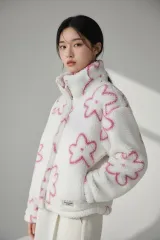 アバクロンビー ピンク 花柄 フリース ジップアップ アウター Sのサムネイル