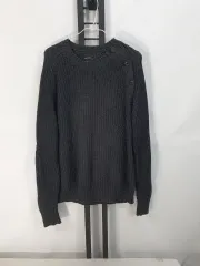 オールセインツ ALLSAINTS ニット 숄더 ボタン コットン セーター ブラック mのサムネイル