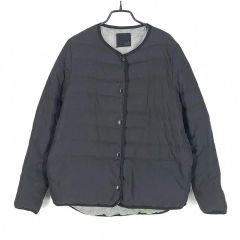 n1395【ダンサー】ノーカラー ダウンジャケット ネイビー - メルカリ