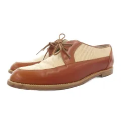 バリー BALLY ビジネスシューズ ドレス 革靴 レースアップ 切替 レザー キャンバス 4 ベージュ 茶 ブラウン /GV ■GY40