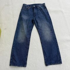 サクラsakulaワイドデニムw28革パッチボタンフライチェーンステッチ 
