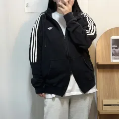 正規品 adidas ブラック トレフォイル ツーウェイ フーディー 2XL
