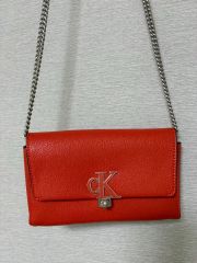 Calvin Klein ショルダーバッグ CKロゴ バーガンディ レディース 
