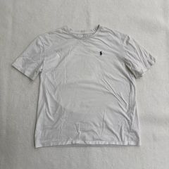 ラルフローレン Tシャツ スリムフィット 裾刺繍 ホワイト drip S 