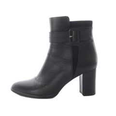 【美品】ダイアナ スクエアトゥ ショートブーツ 黒 チャンキーヒール24.5 DIANA ダイアナ ショートブーツ スクエアトゥ チャンキーヒール 24.5