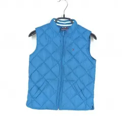 Tommy Hilfiger トミーヒルフィガー キッズ グレー ダックダウン 軽量 ダウンベスト ブルー 6 (HU42062)