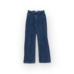 ビアズリー デニム風リネンスリムタックパンツ インディゴブルー