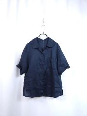 マーガレットハウエル  リネン半袖ブラウス　ネイビー MARGARET HOWELL（マーガレットハウエル）の「LINEN VOILE（シャツ
