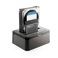 Logitec HDD Stand 2-Bay Duplicator, Compatible with HDDs and SSDs, USB 3.0, Free Data Backup/Erasure Software Download Available, LGB-2BDPU3ESts