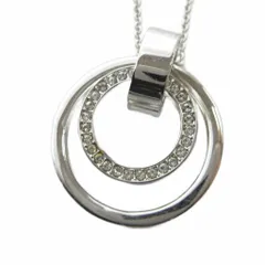 スワロフスキー SWAROVSKI Hoollow ネックレス アクセサリー ダブルサークル ラインストーン シルバー色 ■GY18 /MQ