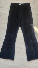 ベルベット ブーツカット ロング スラックス ブラック パンツ S 新品コンディション