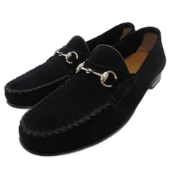 グッチ GUCCI ホースビットローファー モカシン スエード レザー 35 黒 ブラック /JS ■GY18