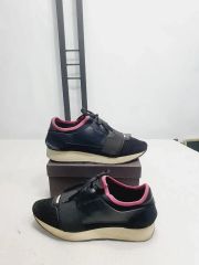 H8291-n1バレンシアガ アリーナレザーローカットスニーカー シワ加工