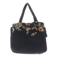美品 FEILER ミニボストンバッグ シュニール織 フリル 花柄 ブラック