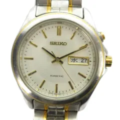セイコー SEIKO 5M63-0B10 KINETIC キネティック 腕時計 ウォッチ 自動巻き デイデイト カレンダー付き シルバー色 ゴールド色 ■GY18 /MQ