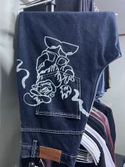 FICCEUOMO 刺繍デニムパンツ ダークブルー - メルカリ