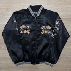 東京JAPAN 原宿スカジャンデプト オールブラック スカジャン 刺繍 XL