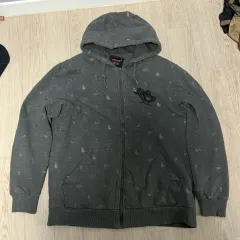 FUBU フブ フードジップアップ グレー オールオーバ プリントのサムネイル