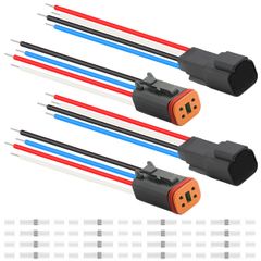 Xiatiaosann 2個 自動防水DTシリーズ電線コネクタ Deutsch 4ピン16 AWGオス&メスワイヤー 車/トラック/ボート用 LEDライトバー 熱収縮チューブ付き