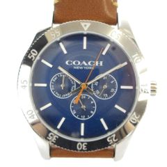 存在感 COACHコーチ メンズ腕時計ブルー＆レッド ラバーベルト 電池