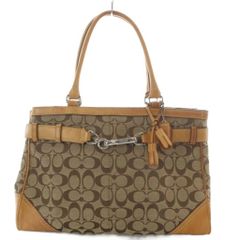 COACHコーチソーホー総柄トートバッグ茶色キャンバススエード肩掛け大 