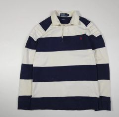 ラルフローレン ビッグポニーネイビーホワイトボーダーラガーシャツ L