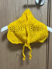 日本輸入 ハンドメイド イエロー クロシェ ホルタートップ プチマフラー