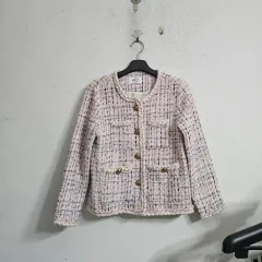 S F I ツイード ジャケット ピンク レディース