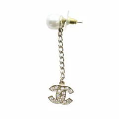 シャネル CHANEL ピアス アクセサリー 片耳のみ フェイクパール ラインストーン ココマーク ゴールド色 ■GY11 /MQ ■OH