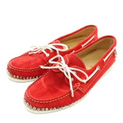 クリスチャンルブタン Christian louboutin デッキシューズ スエード スタッズ 42.5 27.5cm 赤 レッド /XZ ■GY18