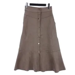 ザラ ZARA 前ボタン スカート フェイクスエード ロング XS ブラウン系 ■FF