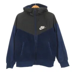 ナイキ NIKE ボア 切替 フーディ ジャケット ジュニア ネイビー ブラック 251218E