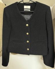 YSL 金ボタン ノーカラー ツイードジャケット38 - メルカリ