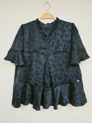 ◇美品◇ヴィブモン◇タック入り半袖ブラウス◇ブルーグリーン◇くるみ 