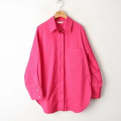 タグ付 アダムエ ロペ シアーサファリ 長袖 シャツ 綿100% ピンク F 