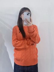 Polo by Ralph Lauren オレンジ ケーブルニット 半袖セーター - メルカリ