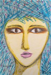 美人画 水彩 抽象的 現代アート 手描き 原画 イラスト インテリア art 抽象 美人画 現代アート 水彩 原画 アナログアート イラスト art